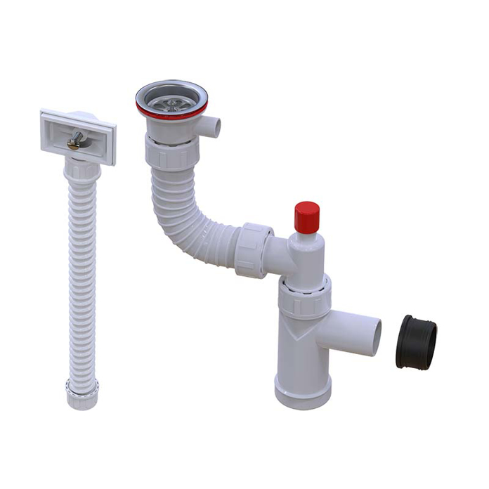 Slika Sifon za jednodelnu sudoperu KRUTI 1/1 sa prelivom ISAFLEX (230 400)